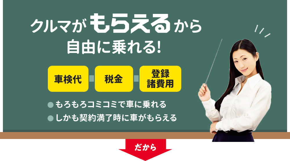 クルマがもらえるかた自由に乗れる